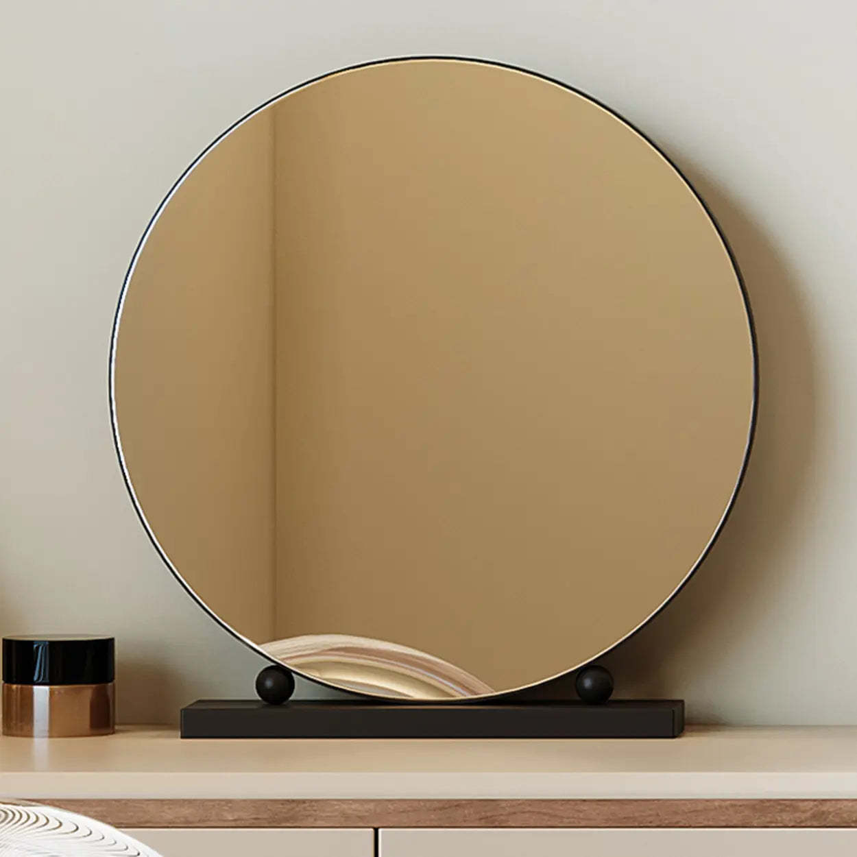 Modern Rectangular Polymer Gray Mirror Makeup Vanity