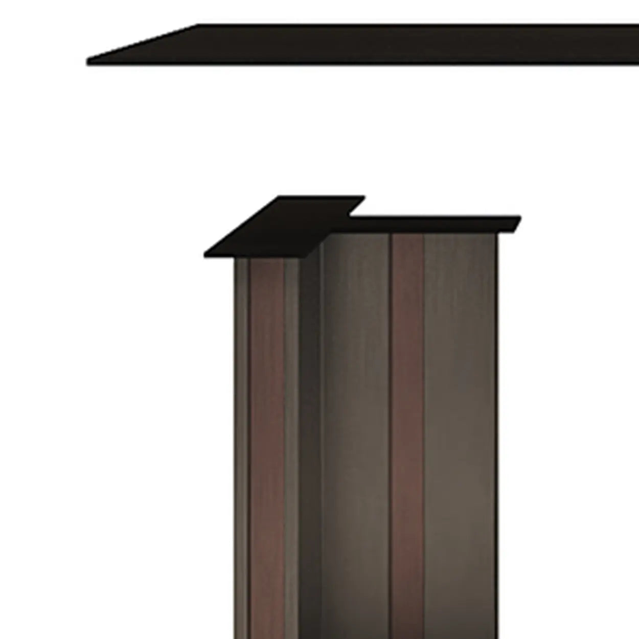 Modern Rectangular Stone Black Metal Dining Table — Table Only