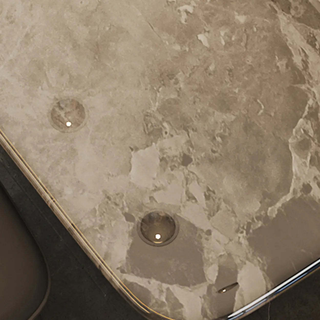 Modern Rectangular Stone Black Metal Dining Table
