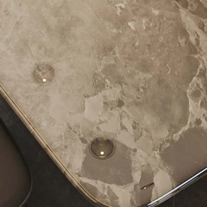 Modern Rectangular Stone Black Metal Dining Table