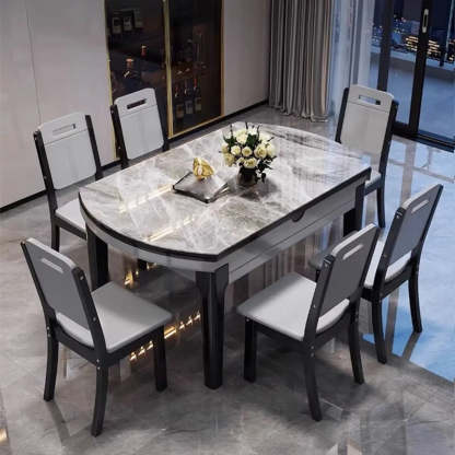 Modern Rectangular Stone Dining Table — White / Table Only