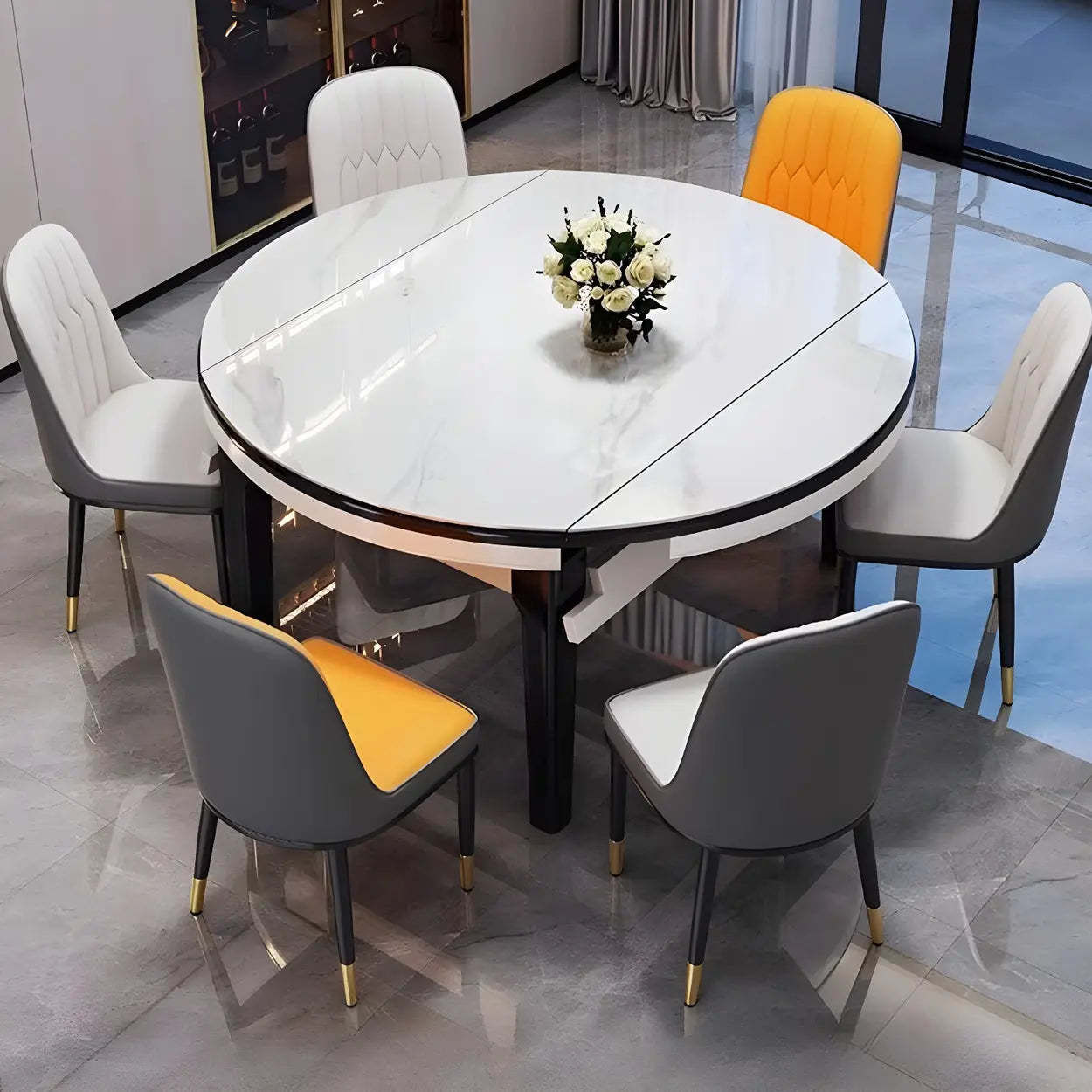Modern Rectangular Stone Dining Table — Gray / Table Only
