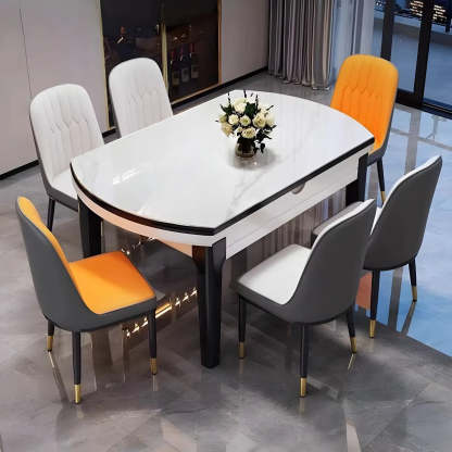 Modern Rectangular Stone Dining Table — Gray / Table Only