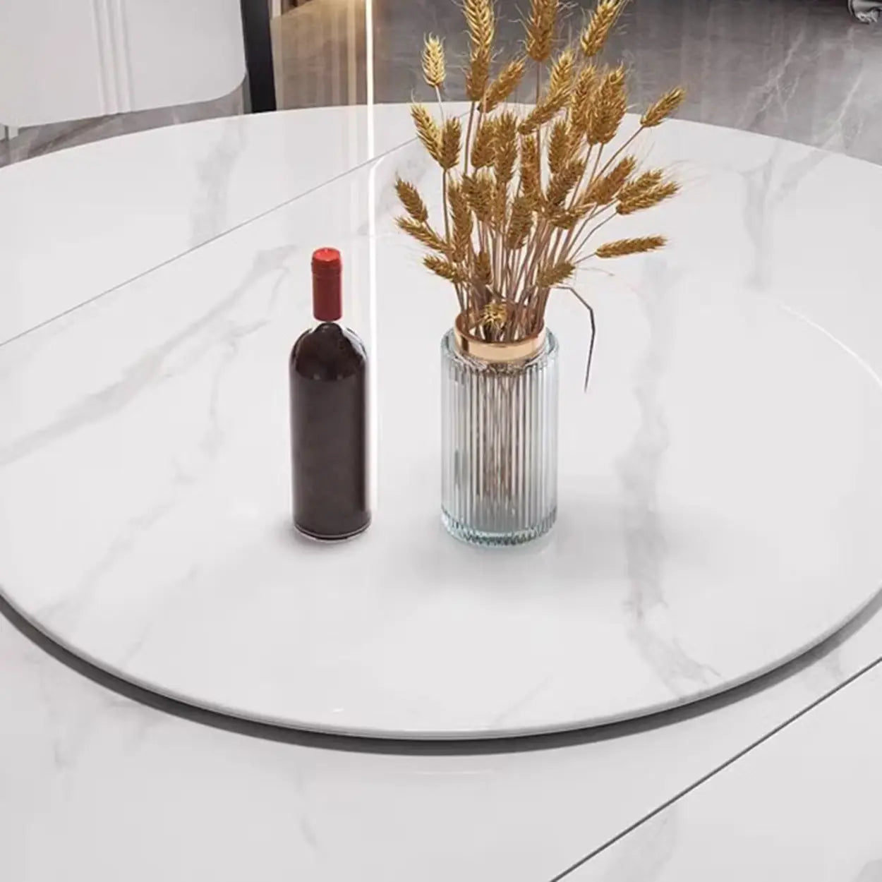 Modern Rectangular Stone Dining Table — Gray / Table Only