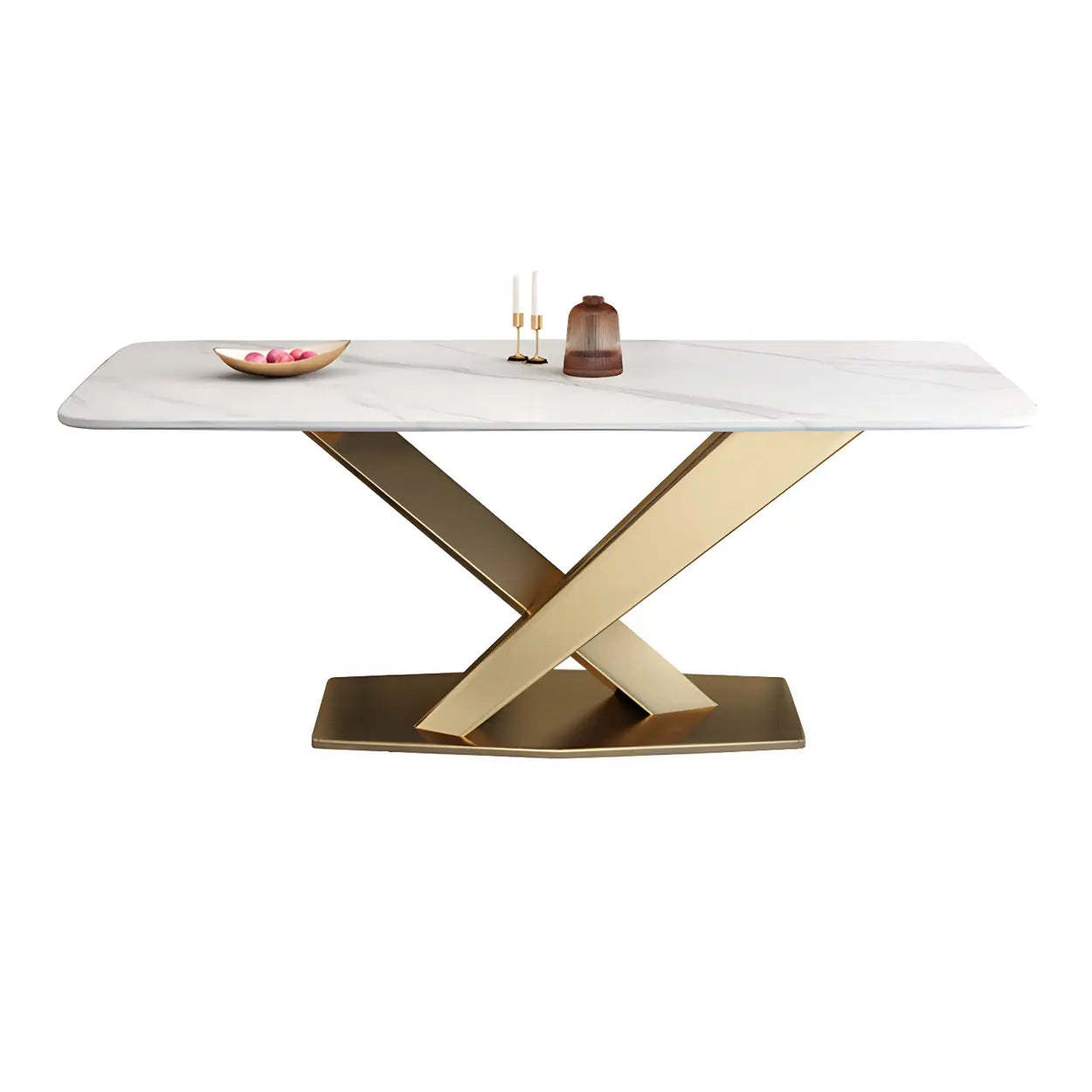 Modern Rectangular Gray Stone Kitchen Dining Table — Gray / Table Only
