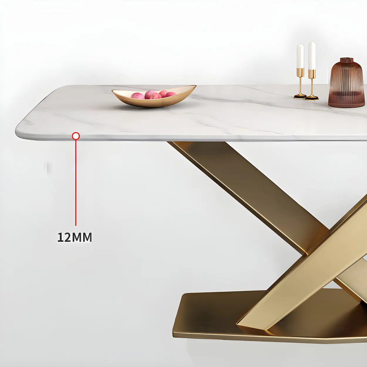 Modern Rectangular Gray Stone Kitchen Dining Table — Gray / Table Only
