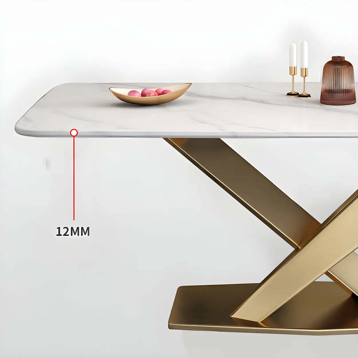 Modern Rectangular Gray Stone Kitchen Dining Table — Gray / Table Only