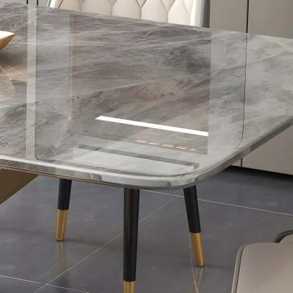 Modern Rectangular Gray Stone Kitchen Dining Table — Gray / Table Only