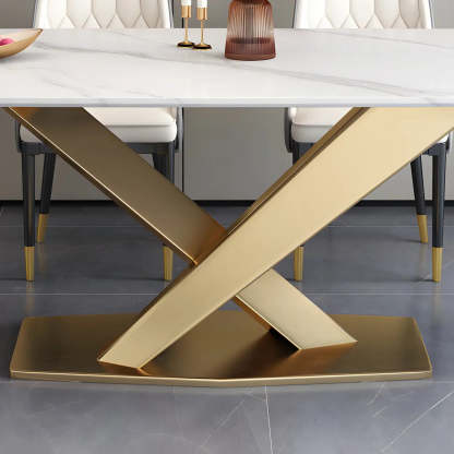Modern Rectangular Gray Stone Kitchen Dining Table