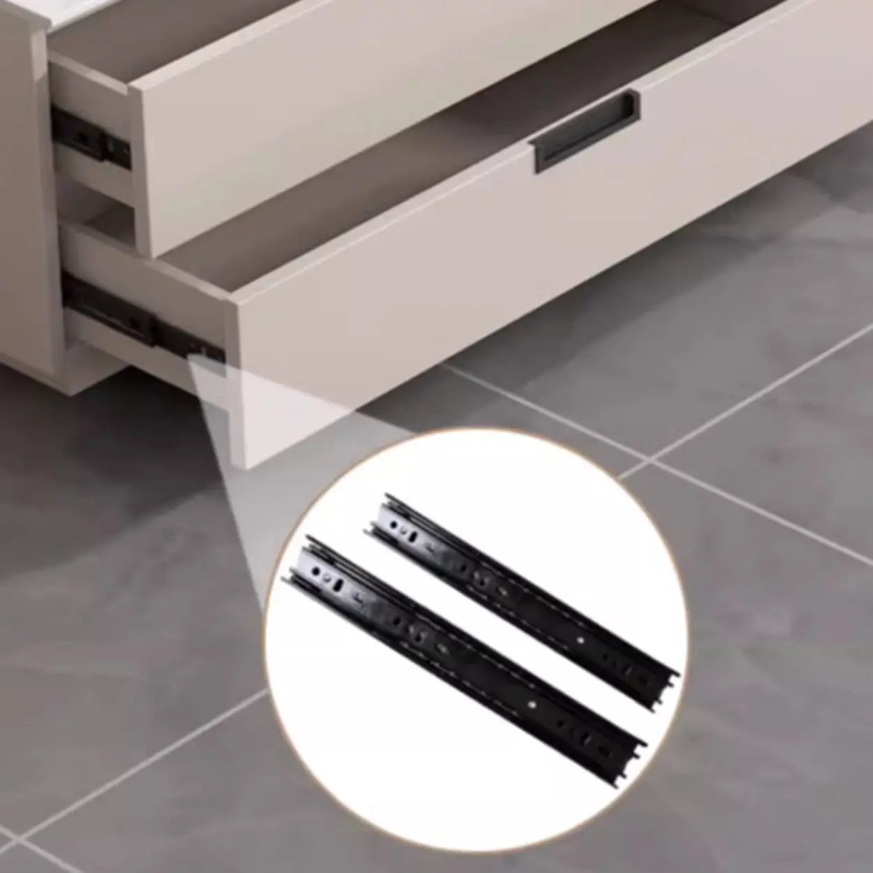 Modern Rectangular White Stone LED TV Stand — White