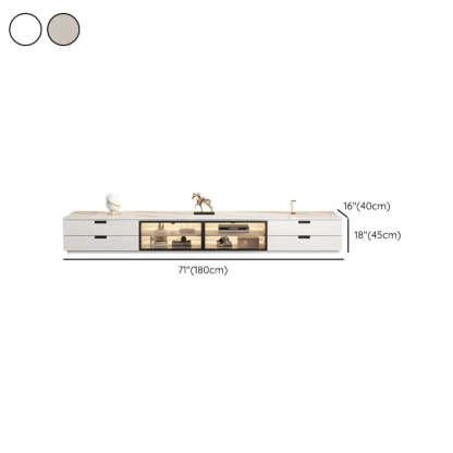 Modern Rectangular White Stone LED TV Stand