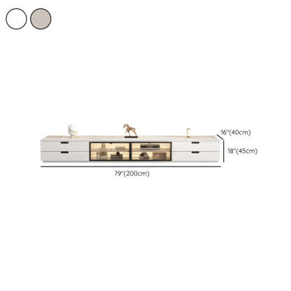 Modern Rectangular White Stone LED TV Stand