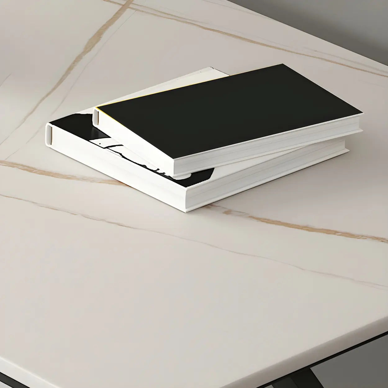 Modern Stone-Top Metal Sled Gaming Desk — Table Only