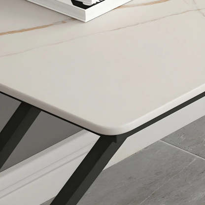 Modern Stone-Top Metal Sled Gaming Desk