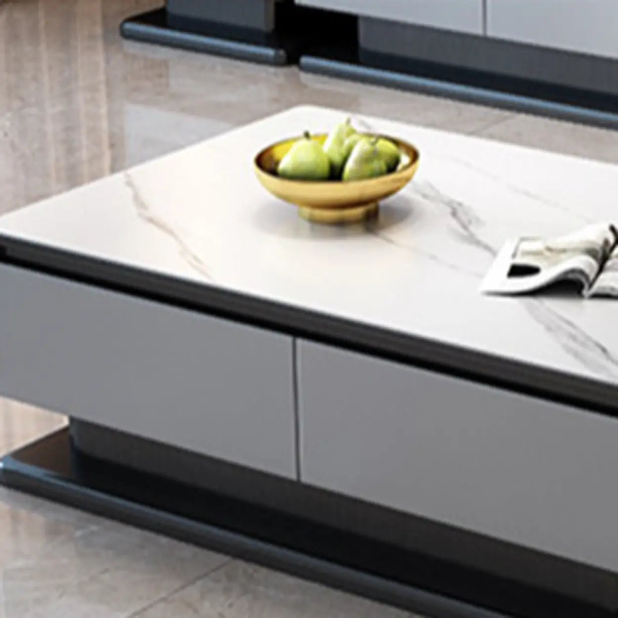 Modern Rectangular Gray Stone TV Stand