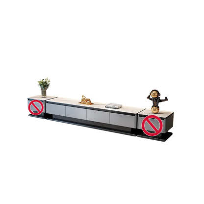 Modern Rectangular Gray Stone TV Stand — White