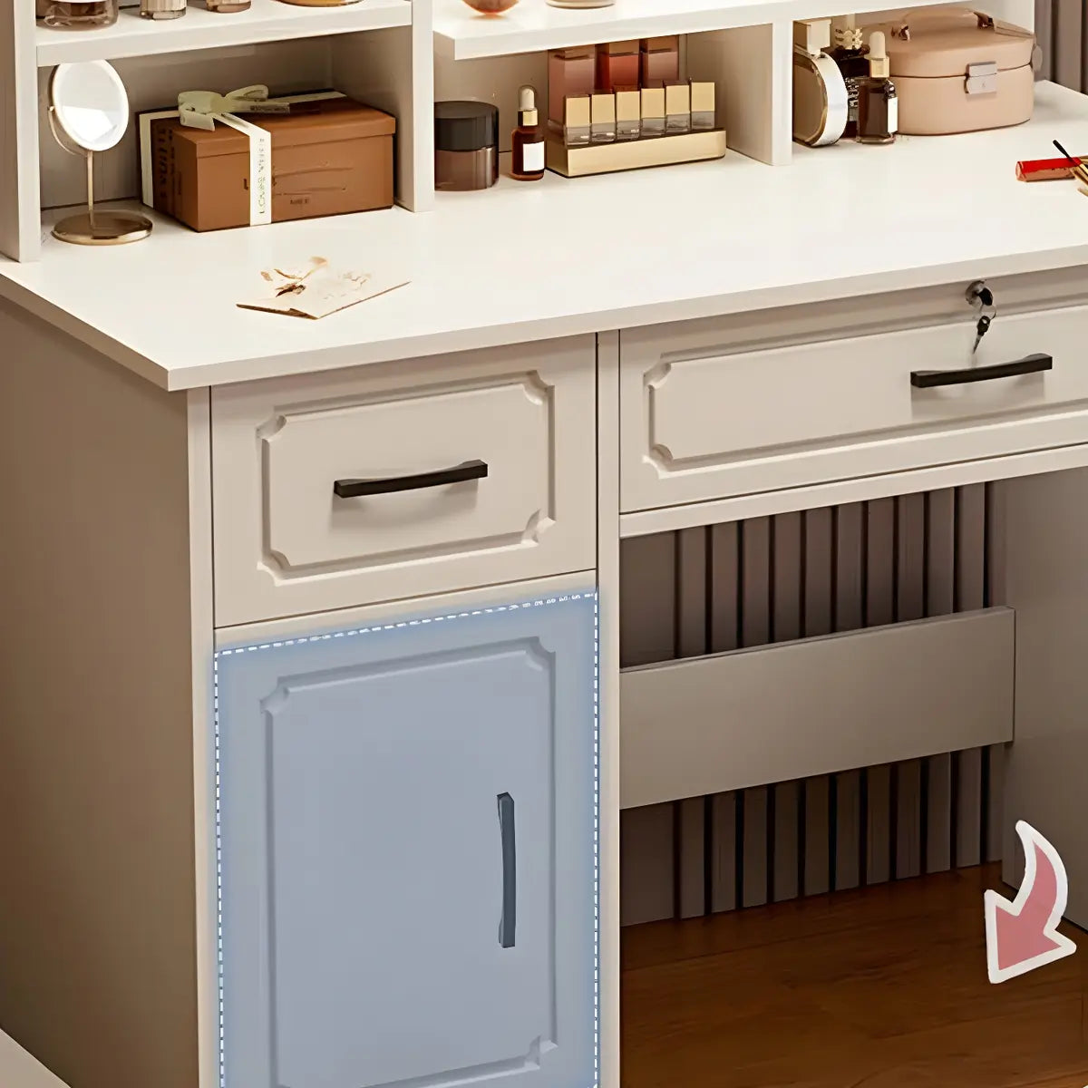 Modern White Wood Bedroom Makeup Vanity