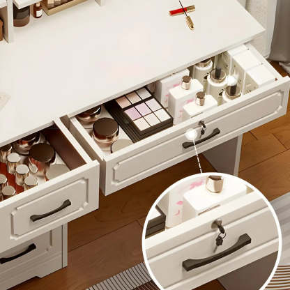 Modern White Wood Bedroom Makeup Vanity