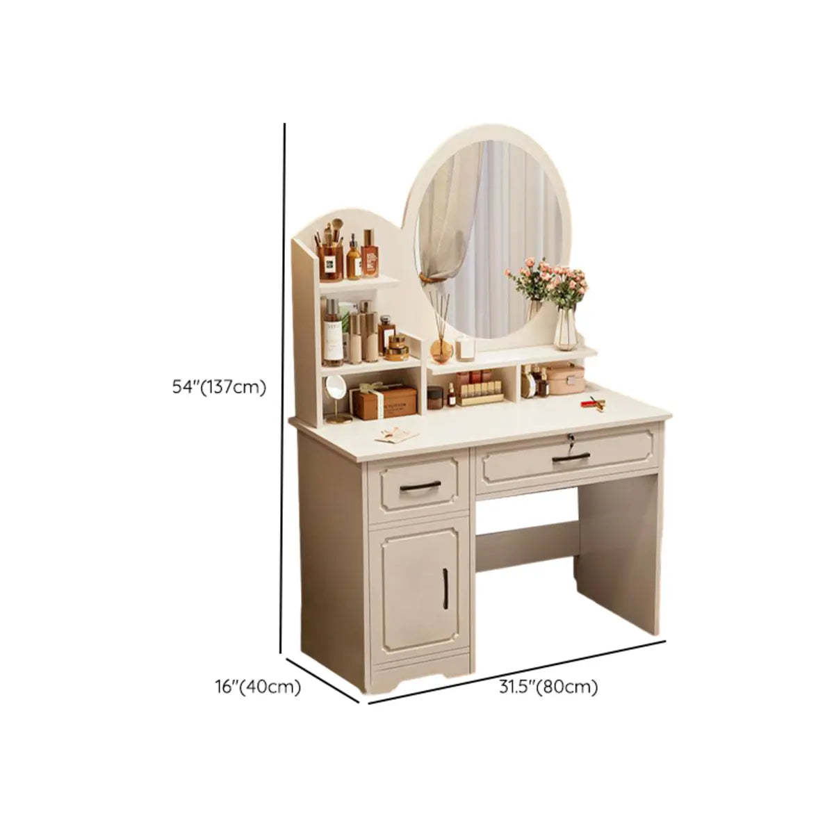 Modern White Wood Bedroom Makeup Vanity