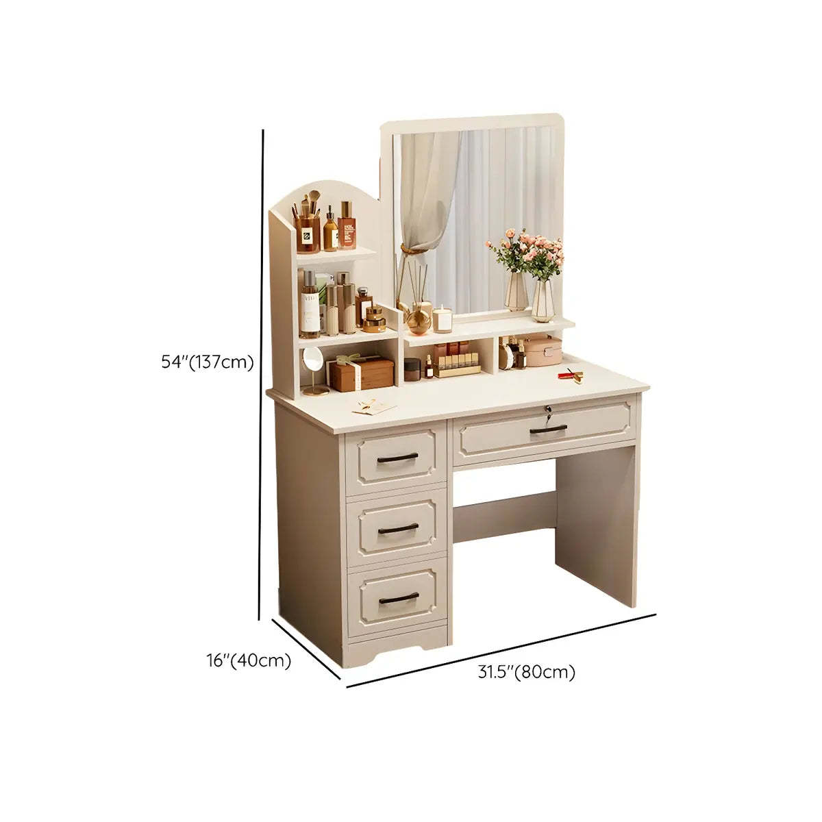 Modern White Wood Bedroom Makeup Vanity