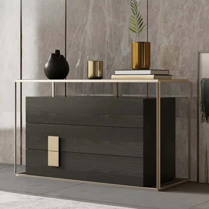 Modern Rectangular Wood Black Entry Console — Black / 3