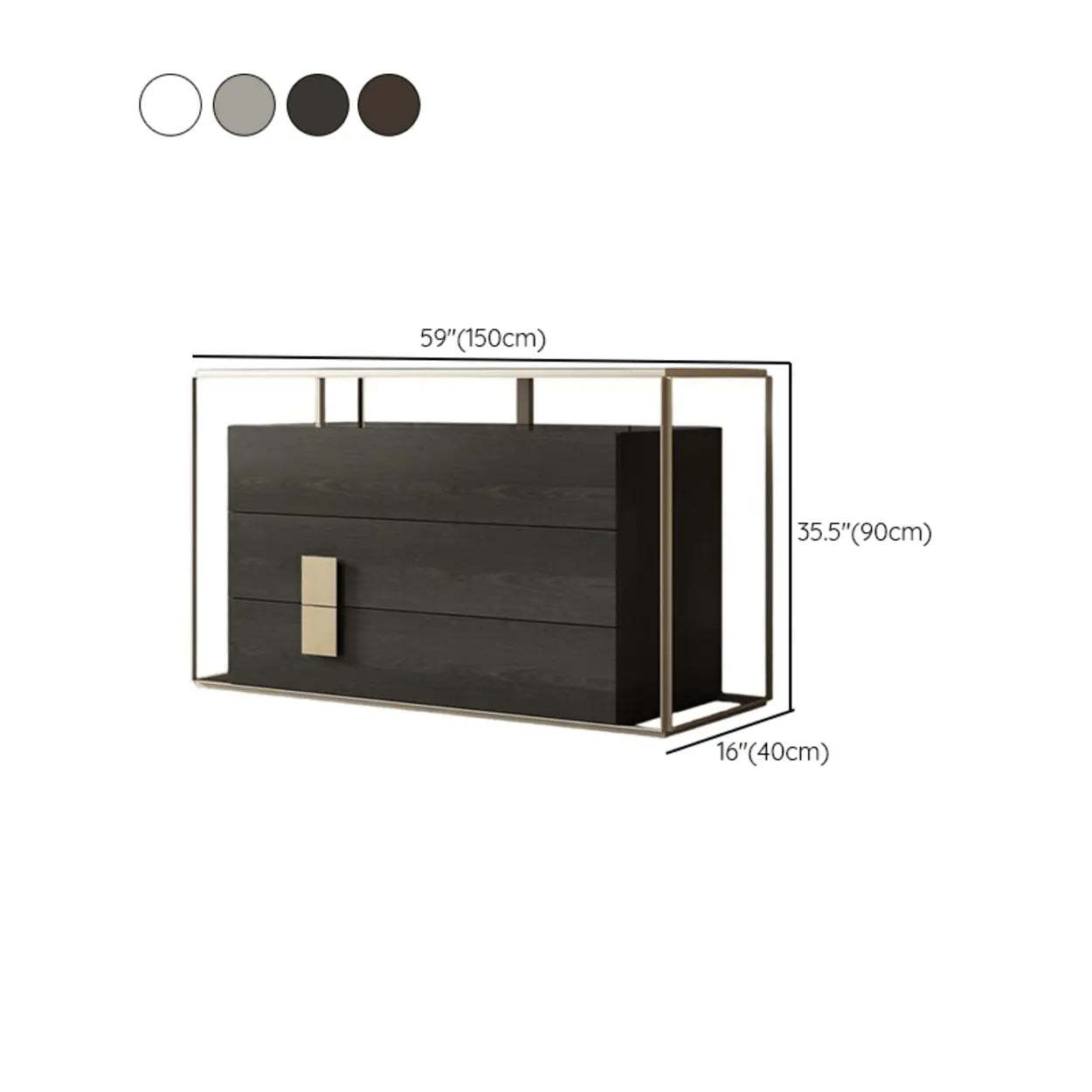 Modern Rectangular Wood Black Entry Console — Black / 6