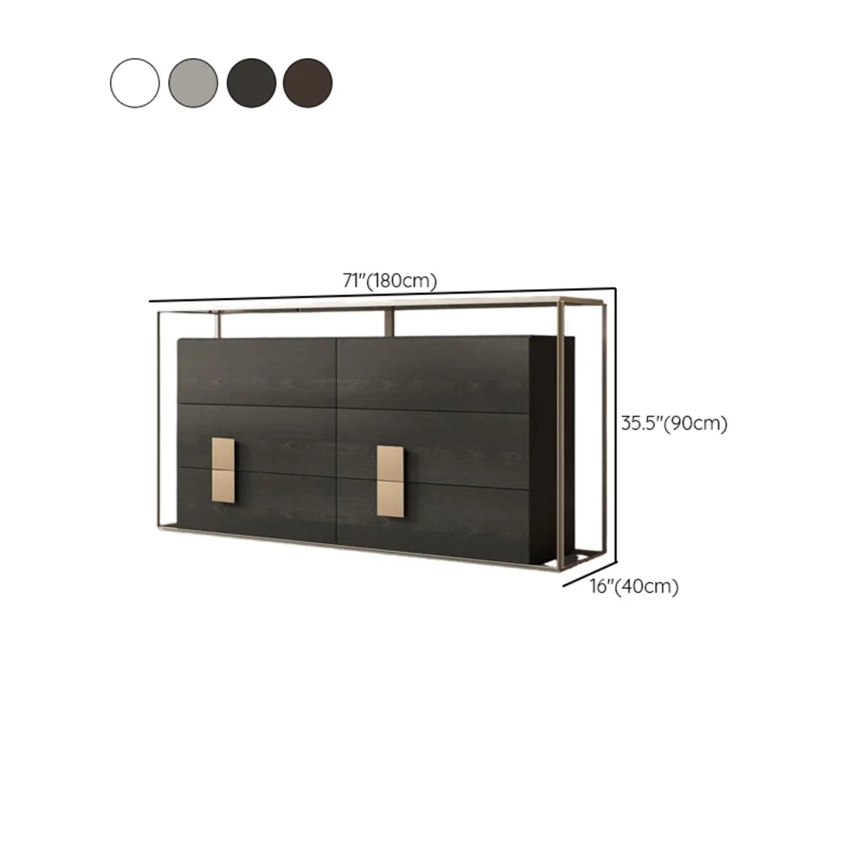 Modern Rectangular Wood Black Entry Console — White / 3