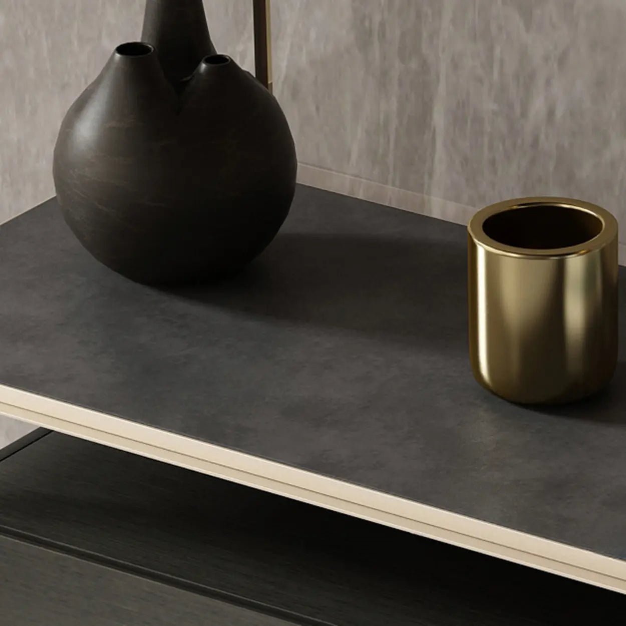 Modern Rectangular Wood Black Entry Console — Gray / 3