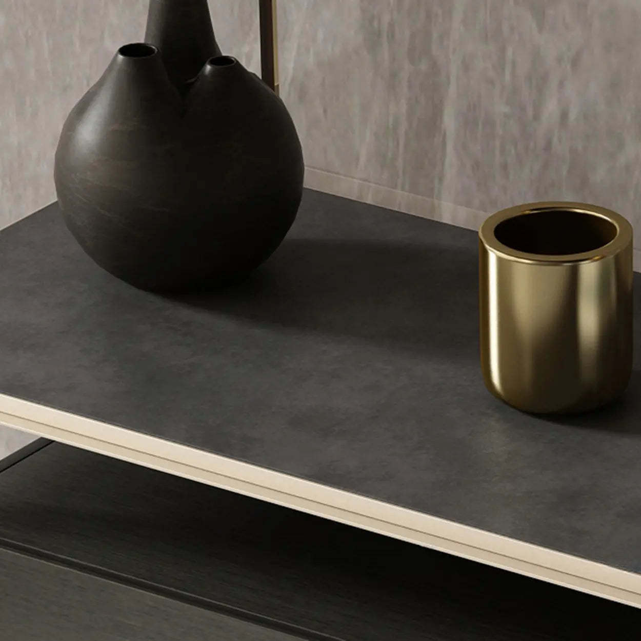 Modern Rectangular Wood Black Entry Console — Gray / 3