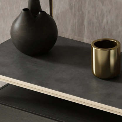 Modern Rectangular Wood Black Entry Console — Gray / 3