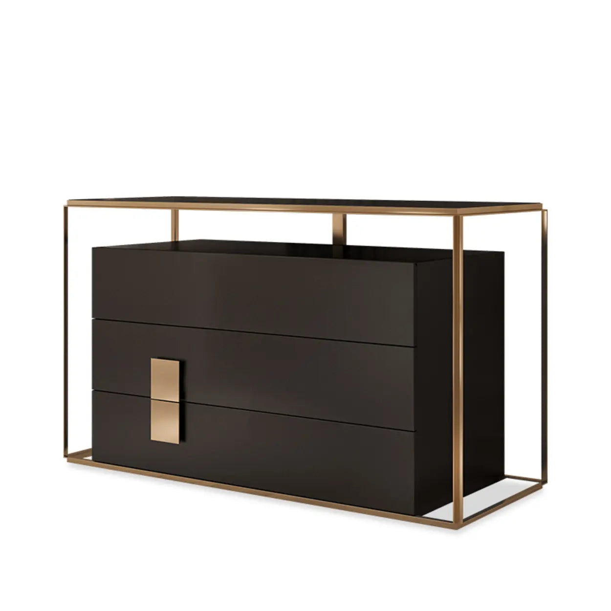 Modern Rectangular Wood Black Entry Console — White / 3