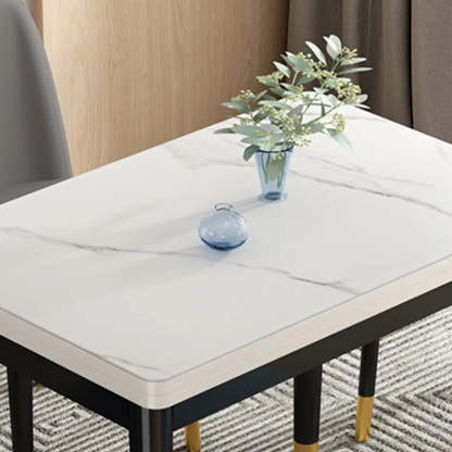 Modern Rectangular White Extendable Wood Dining Table