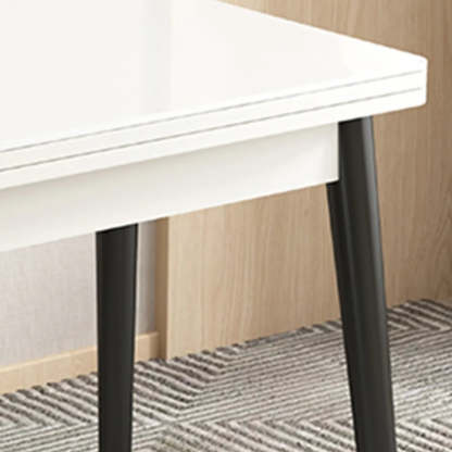 Modern Rectangular White Extendable Wood Dining Table