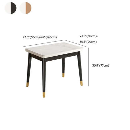 Modern Rectangular White Extendable Wood Dining Table
