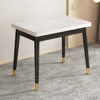 Modern Rectangular White Extendable Wood Dining Table