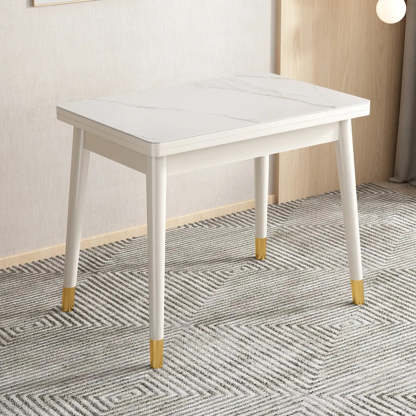 Modern Rectangular White Extendable Wood Dining Table