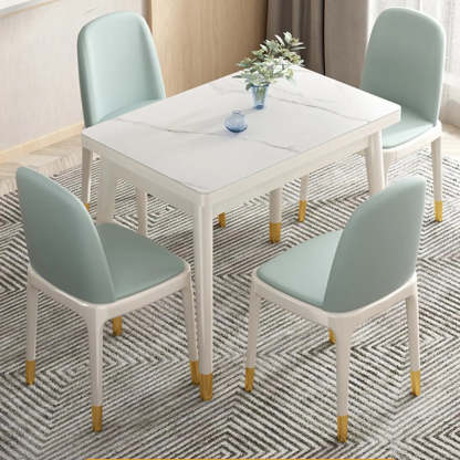 Modern Rectangular White Extendable Wood Dining Table