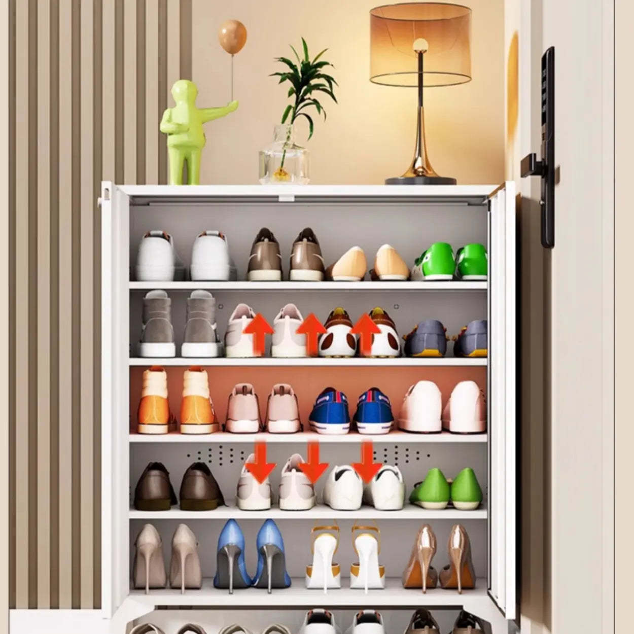 Modern White Wood Large Entryway Shoe Cabinet — White / Code Type