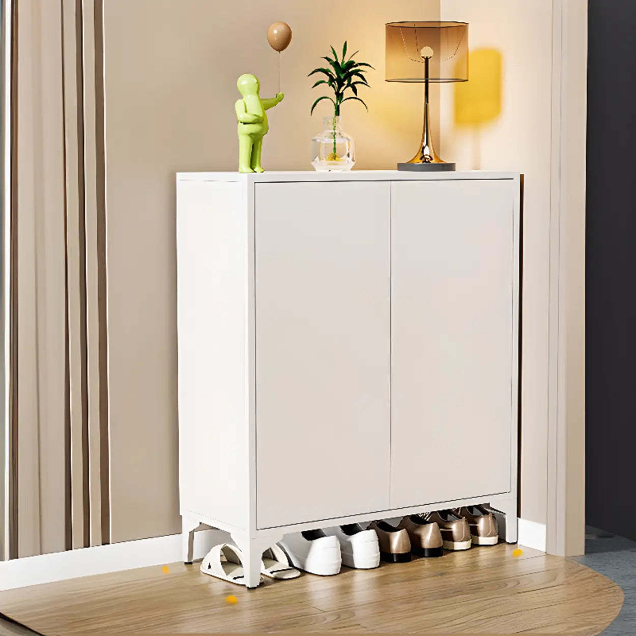 White wood storage large shoe storage - modern — 31" L x 14" W x 40" H / Press