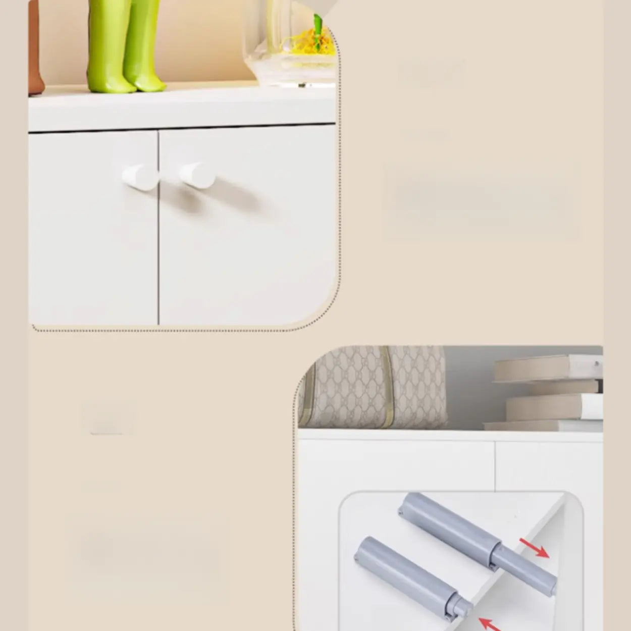 Modern White Wood Large Entryway Shoe Cabinet — White / Long Handle