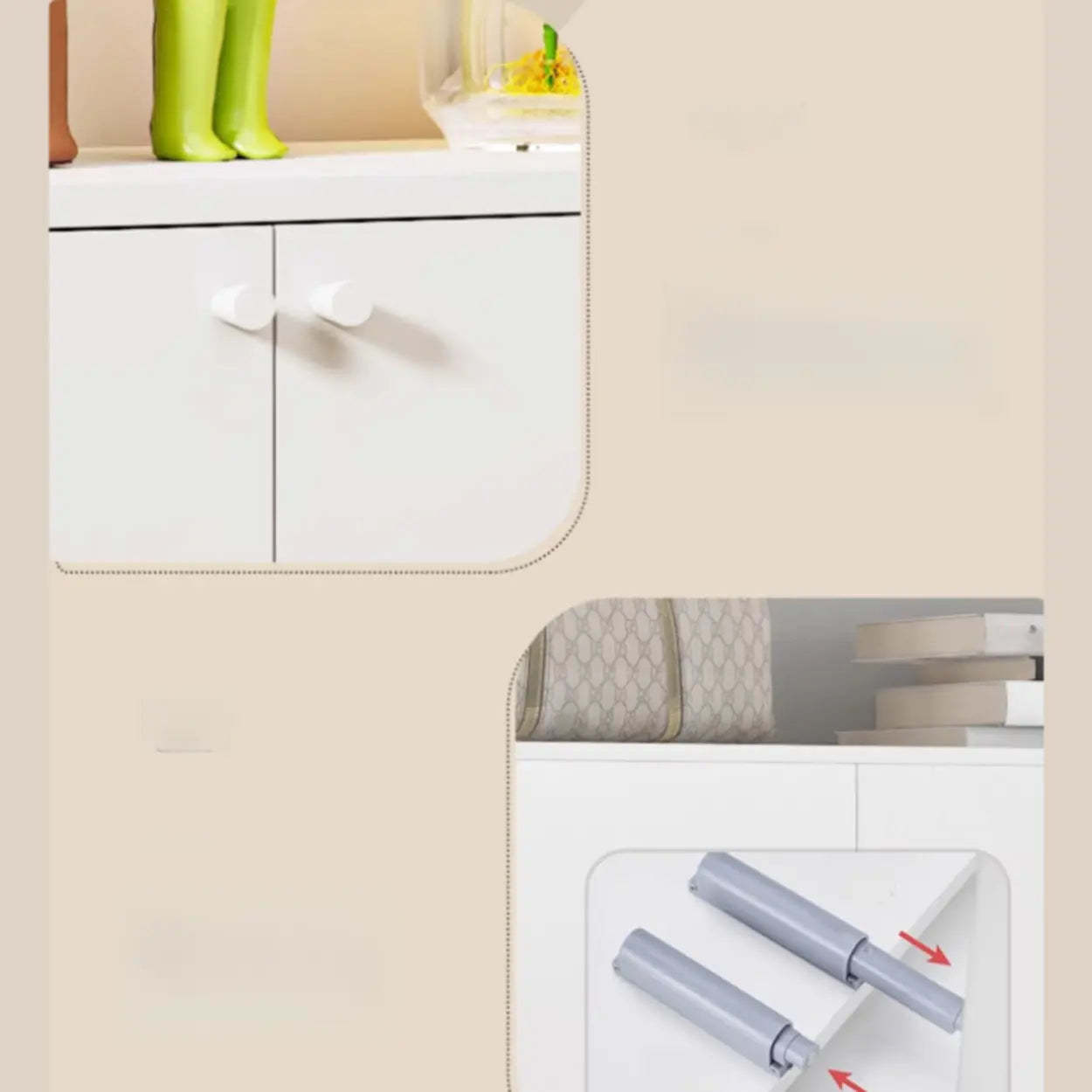 Modern White Wood Large Entryway Shoe Cabinet — White / Long Handle