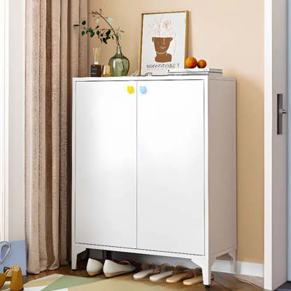 Modern White Wood Large Entryway Shoe Cabinet