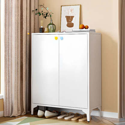 Modern White Wood Large Entryway Shoe Cabinet