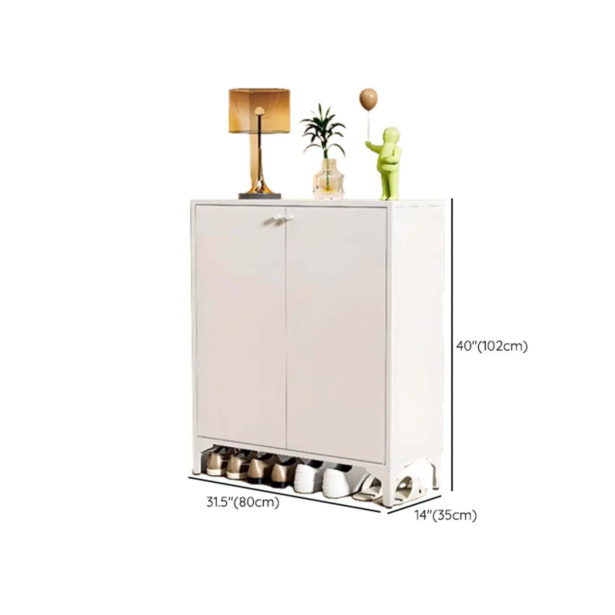 Modern White Wood Large Entryway Shoe Cabinet