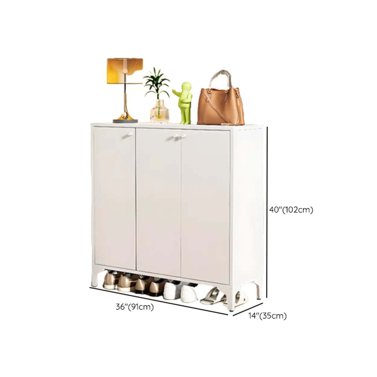 Modern White Wood Large Entryway Shoe Cabinet