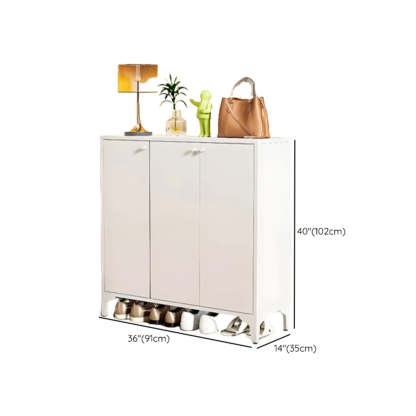 Modern White Wood Large Entryway Shoe Cabinet
