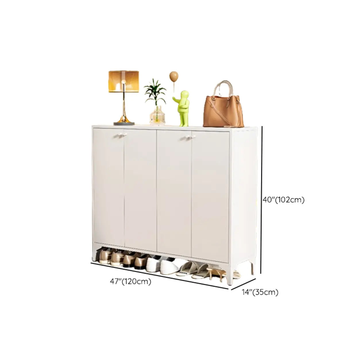 Modern White Wood Large Entryway Shoe Cabinet