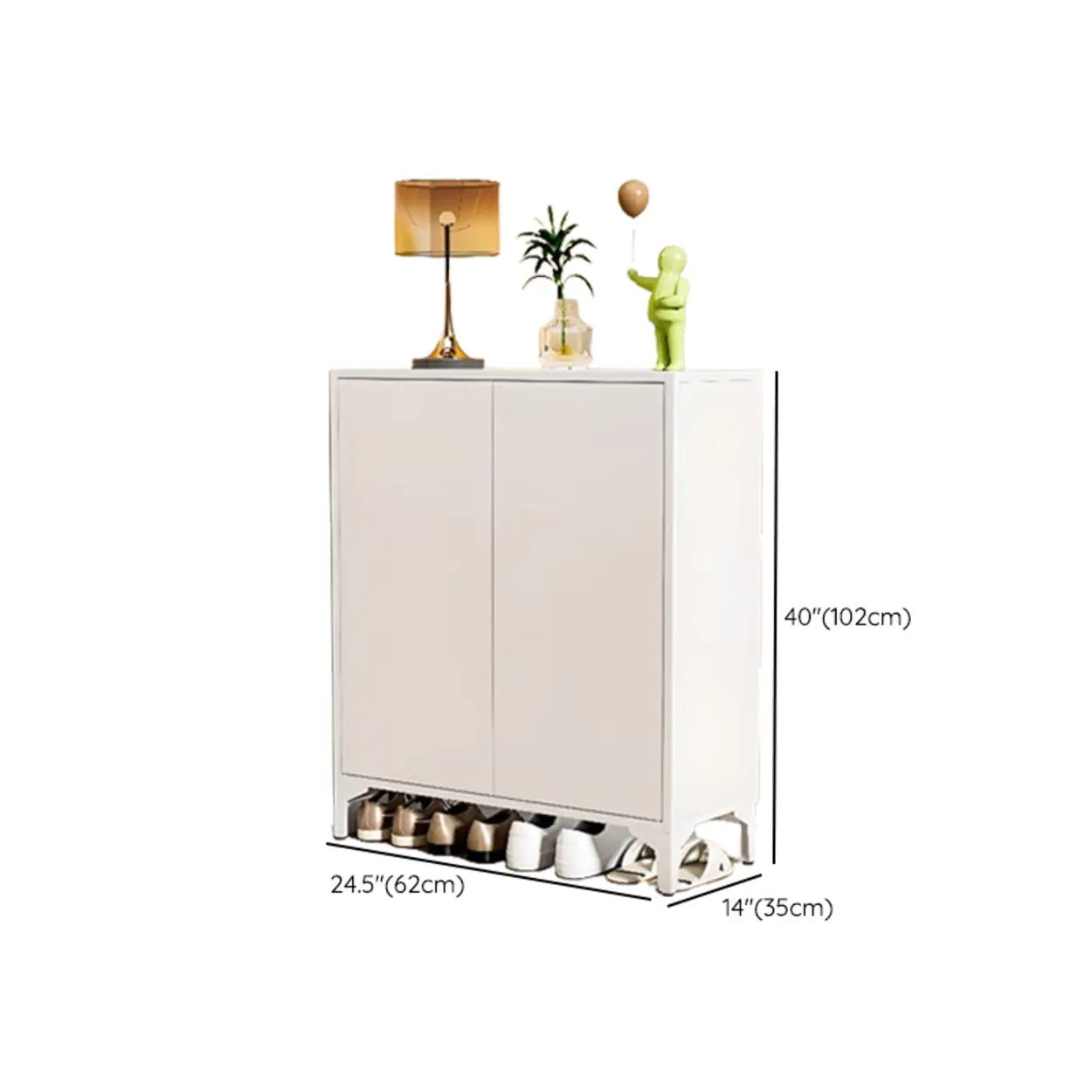 Modern White Wood Large Entryway Shoe Cabinet
