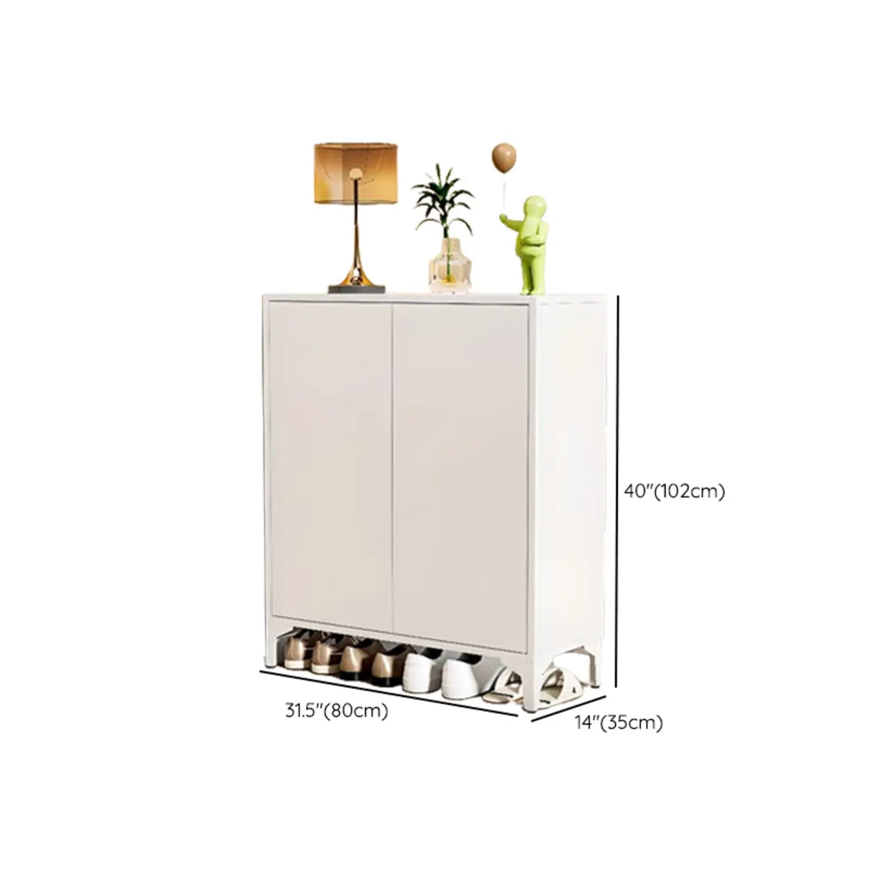 Modern White Wood Large Entryway Shoe Cabinet