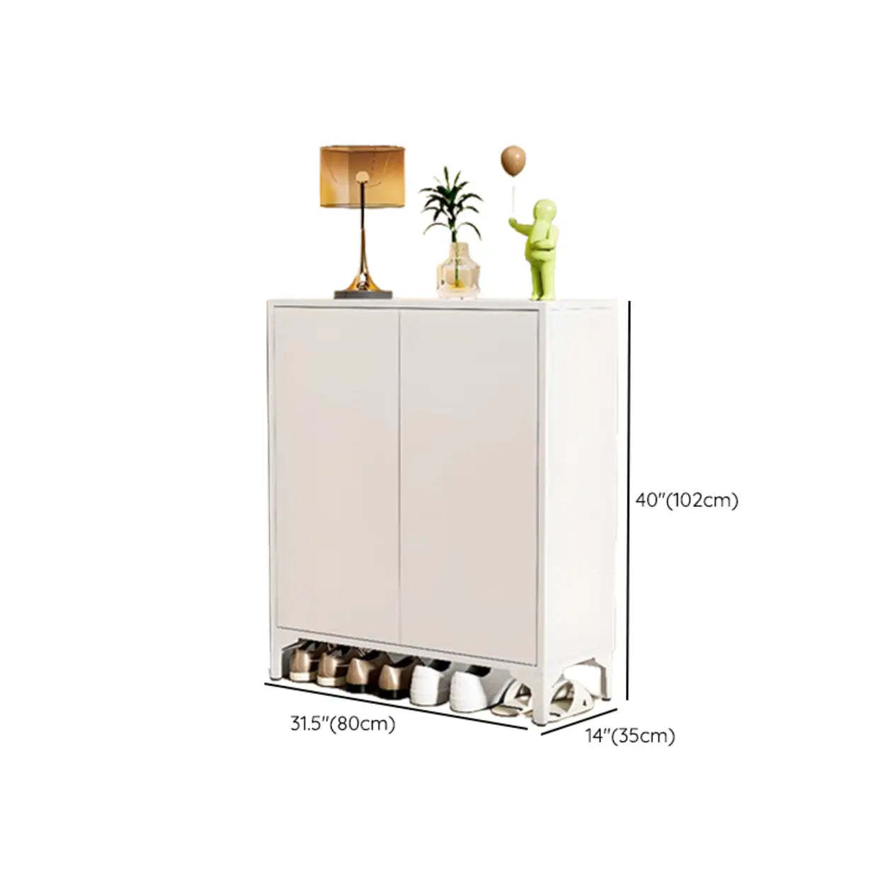 Modern White Wood Large Entryway Shoe Cabinet